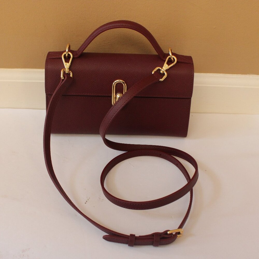 HCC X Melodie Cecile Burgundy  Top Handle Shoulder Bag  Leather w/Dust Bag